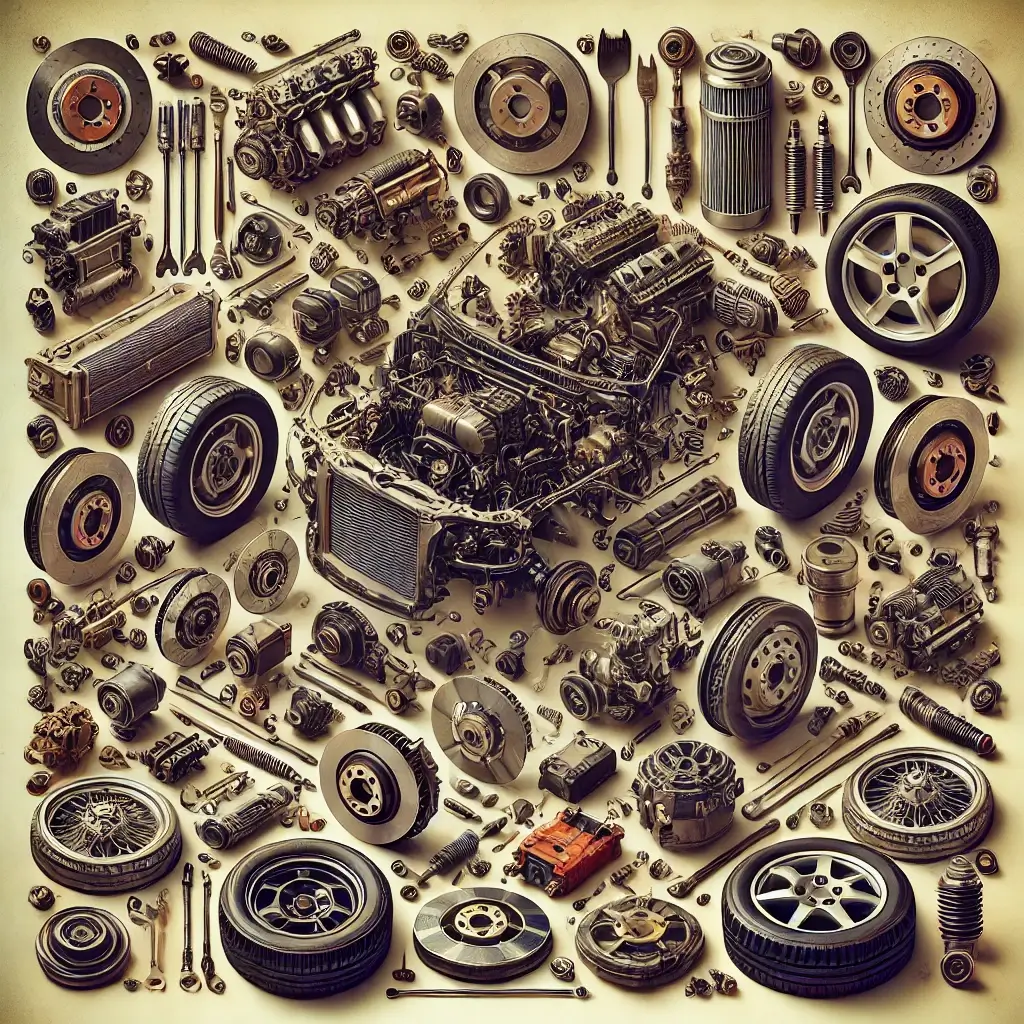 عکس نمای دوری از تمام قطعات خودرو بصورت گرافیکی