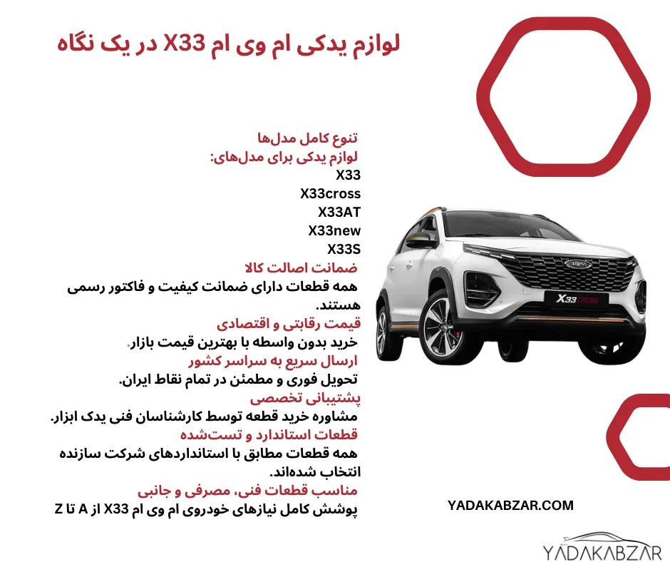 لوازم یدکی ام وی ام x33 تهران
