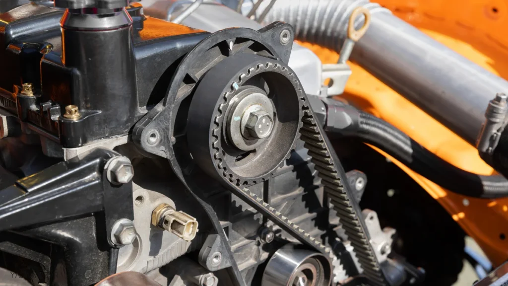 عکس تسمه تایم نصب شده داخل موتور